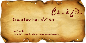 Csaplovics Éva névjegykártya